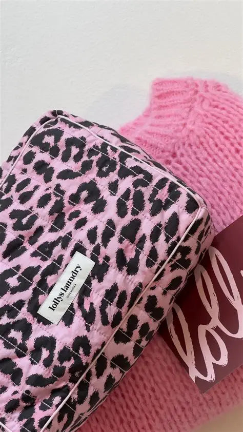 Lolly Laundry Sea Toiletry Bag | Light Pink Leopard