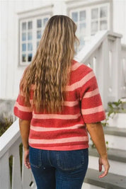 MSCH Milania Hope Short Sleeve Pullover | Stripe Rose Peach