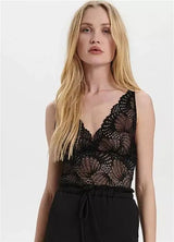 St Tropez Daisy Singlet Top | Black