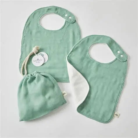 Double Muslin Bibs | Forest Green