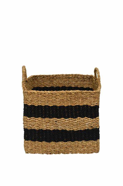 Jute Striped Baskets Set Of 3 | Black Natural