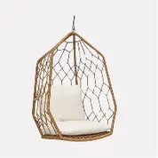 Olivia Pod Chair Dark Outdoor | Natural Cream Seat & Back Cushion