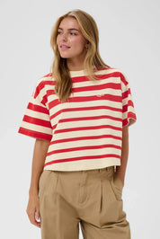 St Tropez Philene T Shirt | Valiant Poppy Irregular Stripe Regular