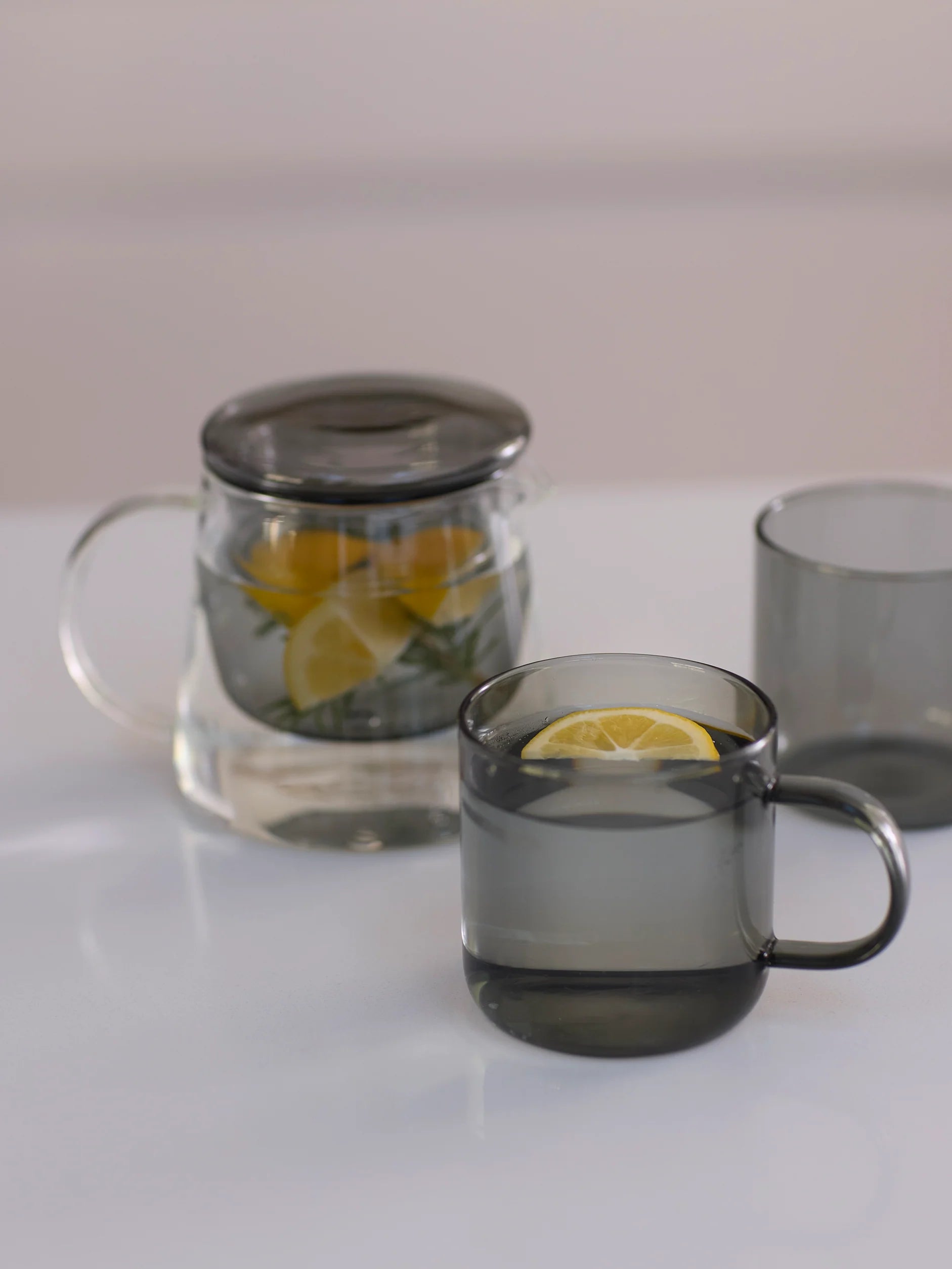 Citta Charcoal Glass Mug | Set Of 4