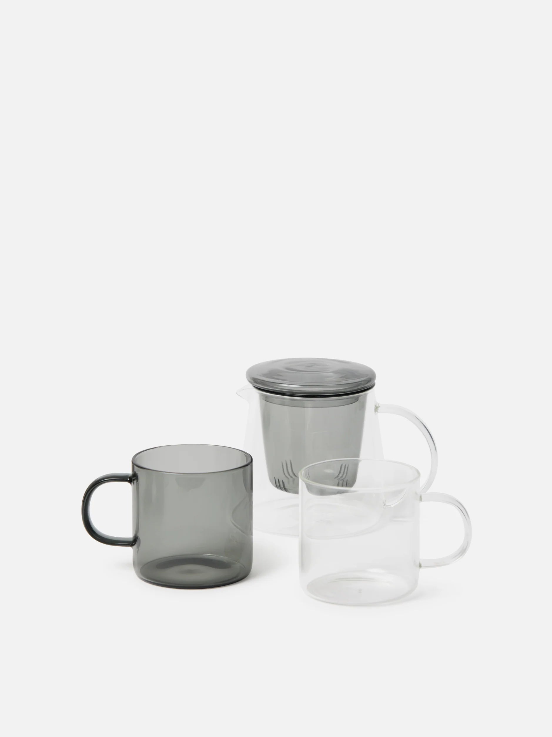 Citta Charcoal Glass Mug | Set Of 4