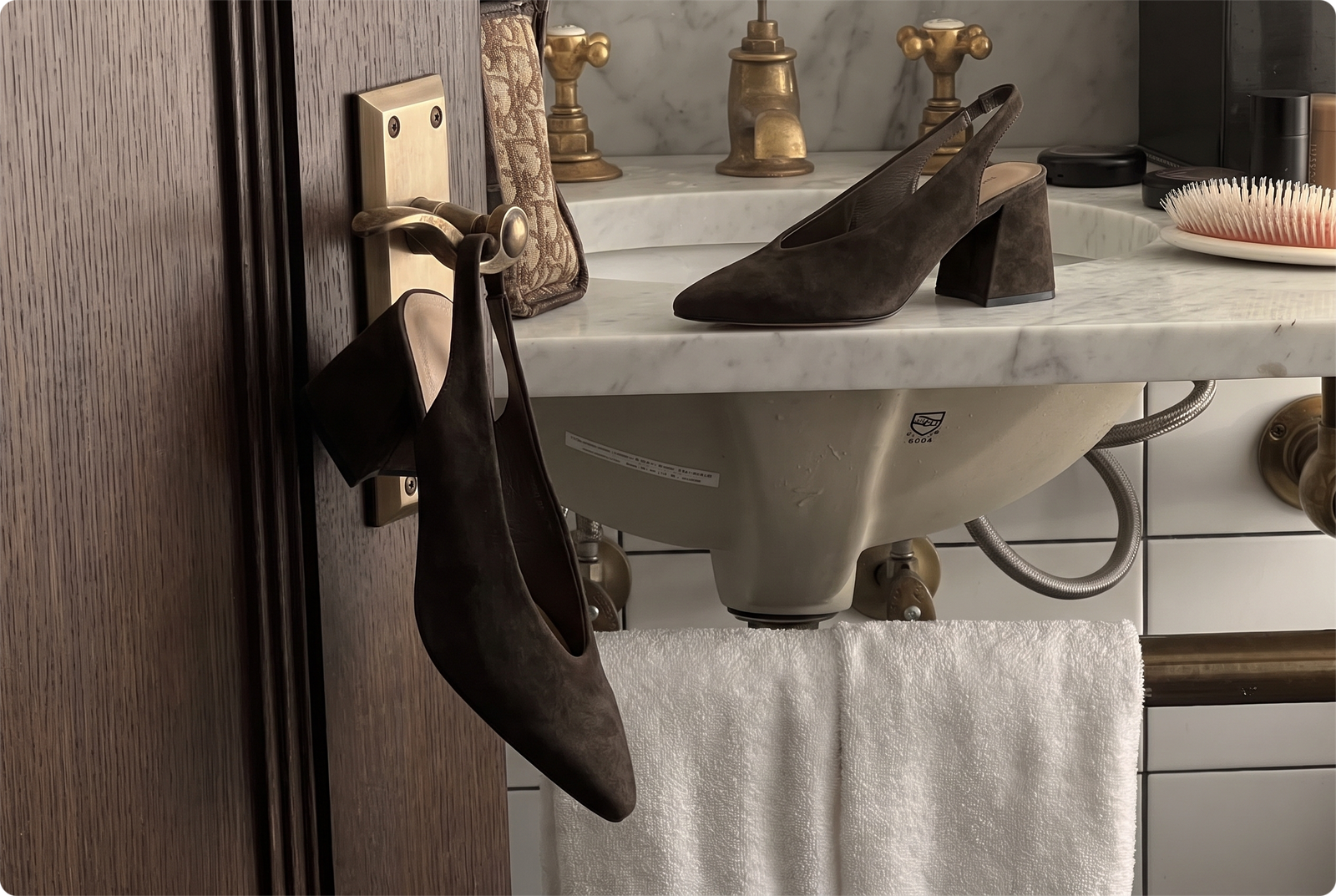 Tamara London Beyah Suede Sling Back Shoe | Chocolate