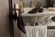 Tamara London Beyah Suede Sling Back Shoe | Chocolate