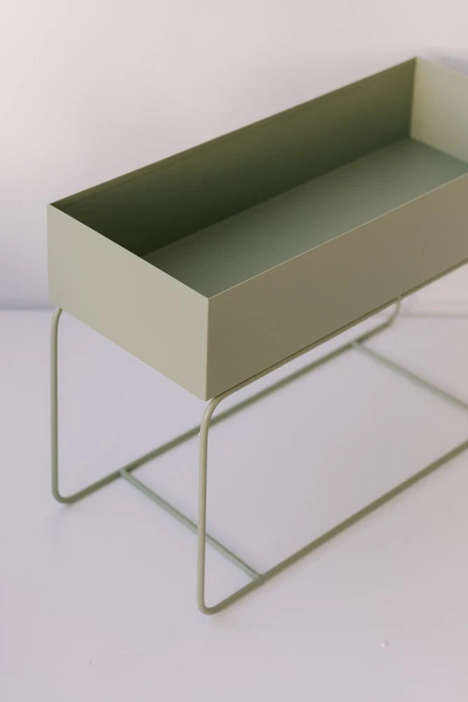 Saffron Inc Metal Planter Short | Sage Green
