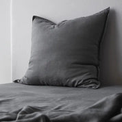 George Street Linen Pure Linen European Pillowcase | Charcoal