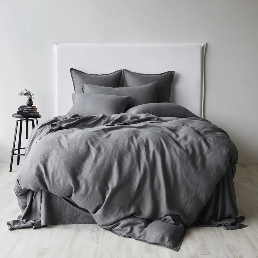 George Street Linen Pure Linen Duvet Cover Set | Charcoal
