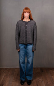 Bridge & Lord Links Stripe Cardi | Mid Grey