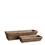 Le Monde Rattan Set Of Two Rectangular Baskets