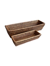 Le Monde Rattan Set Of Two Rectangular Baskets