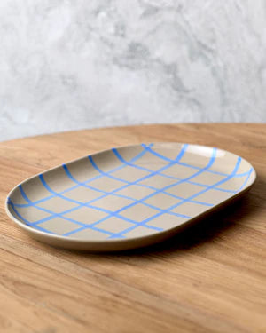 Robert Gordon Coastal Junction Stone Platter | Stone Blue Handbrush Stripe