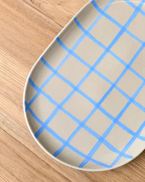 Robert Gordon Coastal Junction Stone Platter | Stone Blue Handbrush Stripe