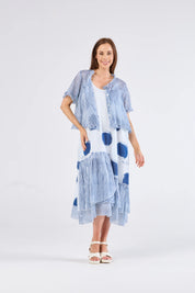 Au Hasard D'un Voyage Frill Seeker Short Cardi | Blue Stripe