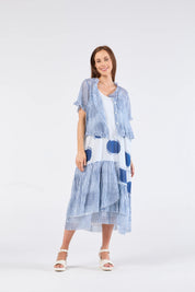 Au Hasard D'un Voyage Frill Seeker Short Cardi | Blue Stripe