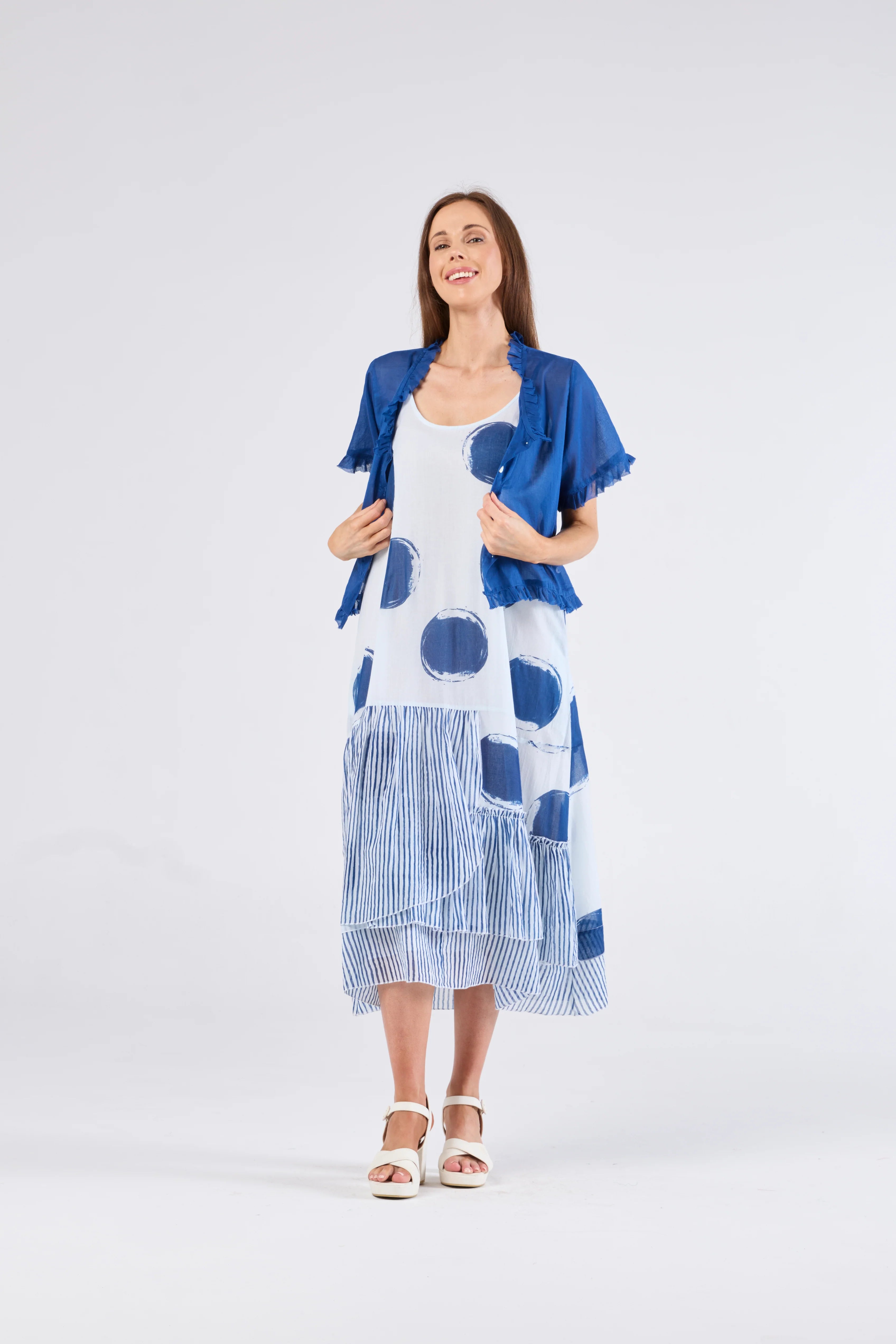 Au Hasard D'un Voyage Frill Seeker Short Cardi | Blue