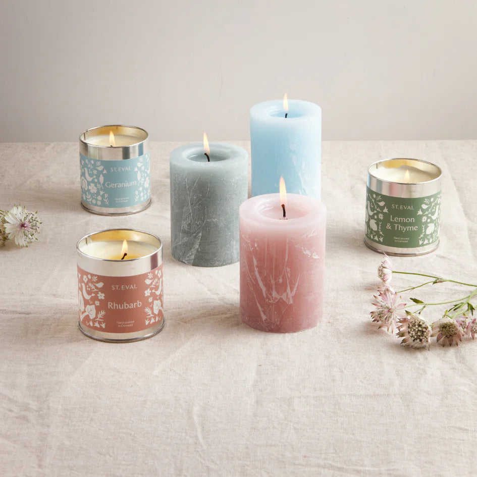 St Eval Summer Folk 3"x4" Scented Pillar | Geranium