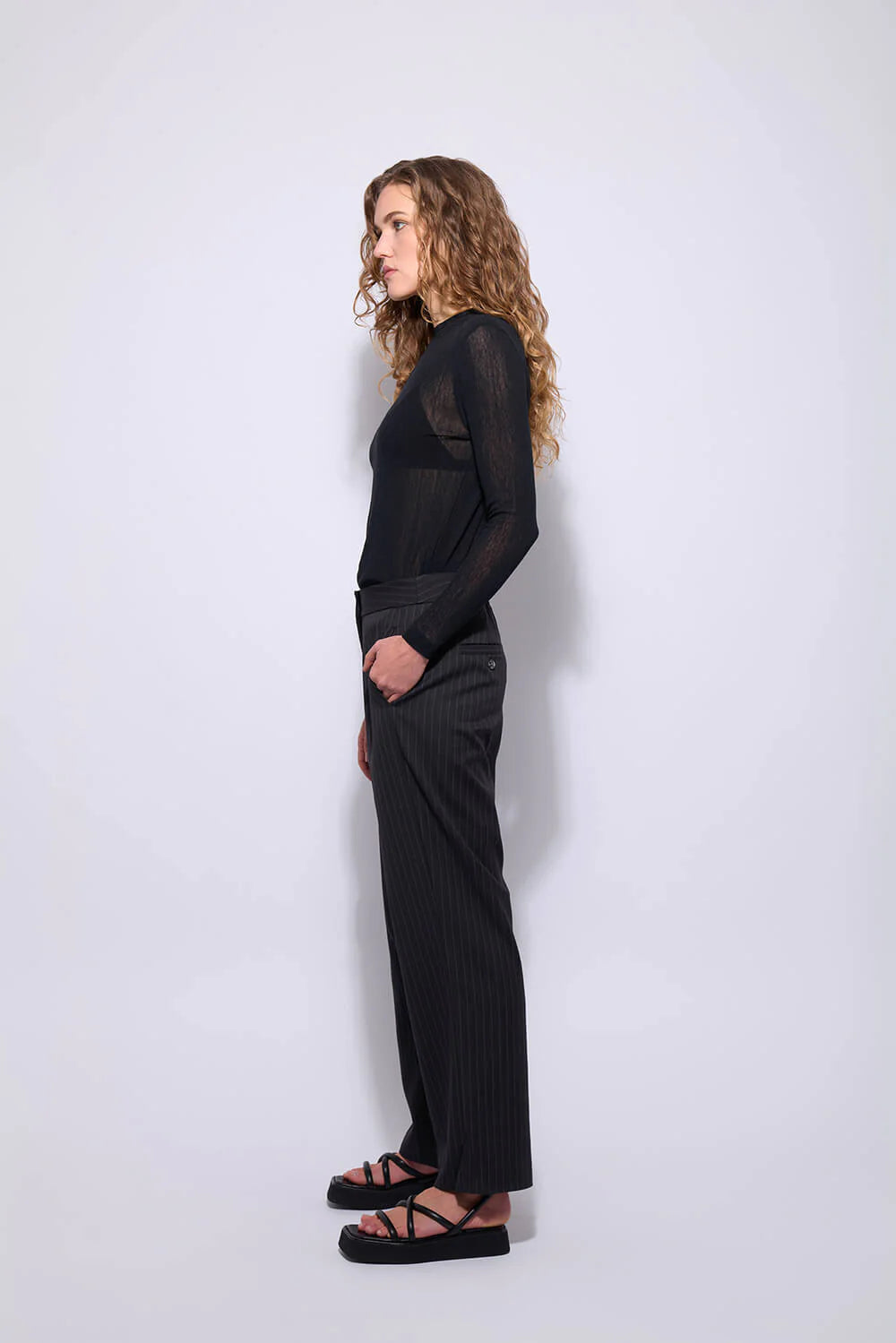 Neris Hepburn Pant | Ebony Stripe