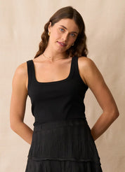 Neris Noah Square Neck Tank | Black