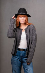 Bridge & Lord Links Stripe Cardi | Mid Grey