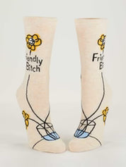 Blue Q Womens Crew Sock | Friendly Bitch