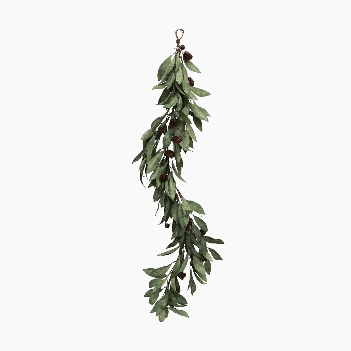 French Country Eucalyptus & Brown Wood Berry Garland | Small