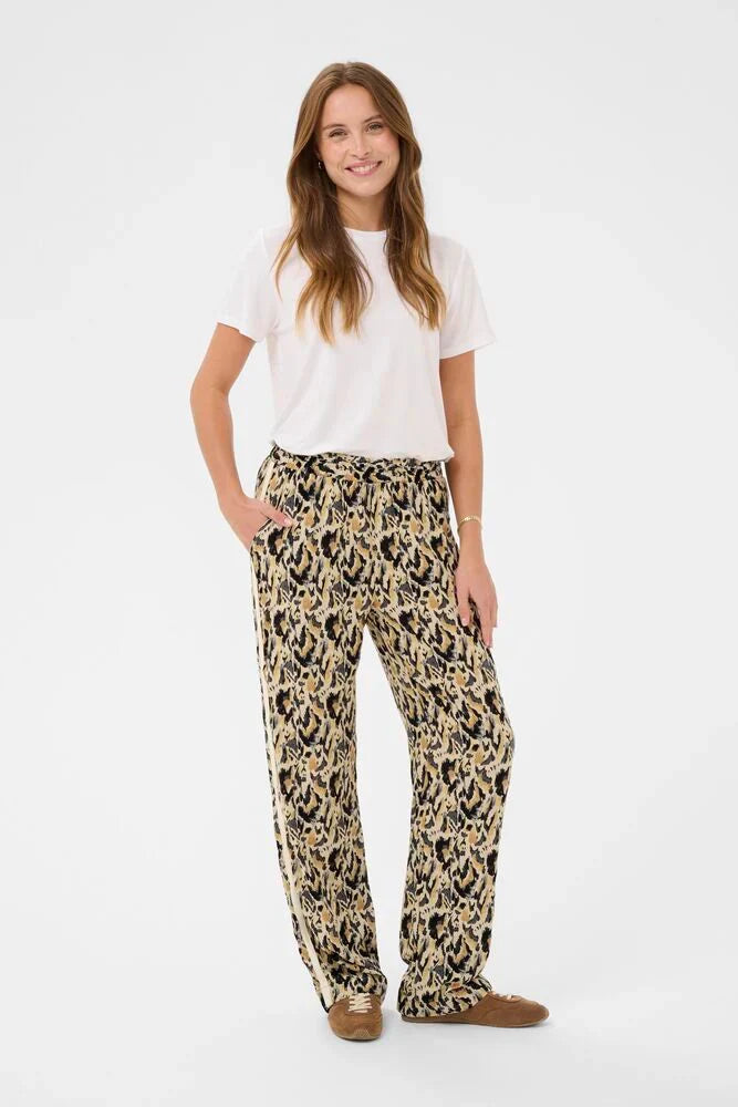 St Tropez Osina Pants | Tannin Blurry Animal Print