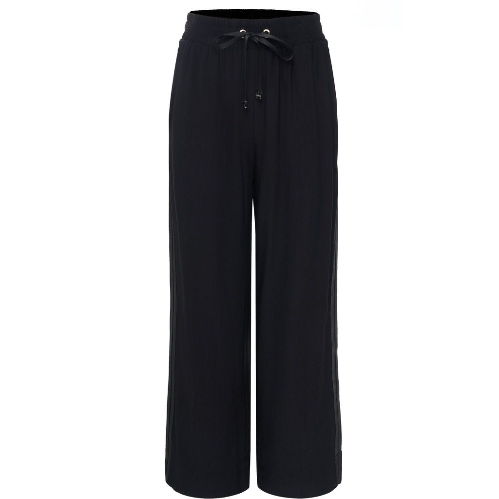 Moke Indiana Wide Leg Pant | Black With Satin