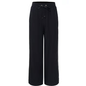 Moke Indiana Wide Leg Pant | Black With Satin