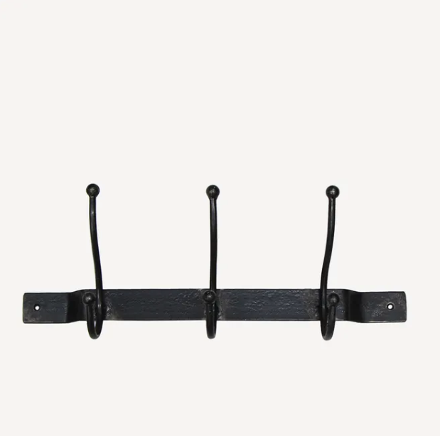 French Country Old Metal 3 Hook Bar | Wrought Iron