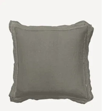 French Country Emilie Linen Euro Pillow Cover | Fog