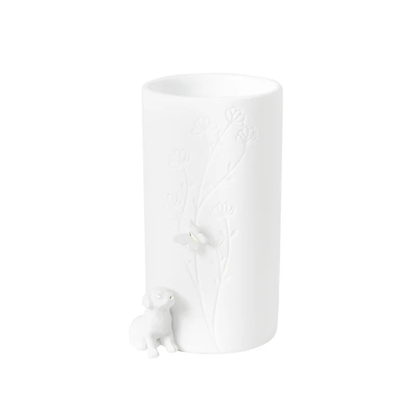 Radar Porcelain Vase Dog Sitting | White
