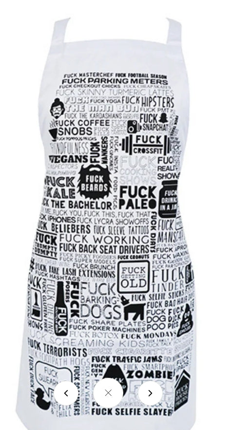Screen Print Apron F Word | Black White