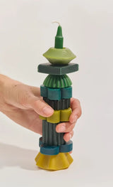 Poppy & Sage Sculptural Beeswax Stacking Candle | Olive Green