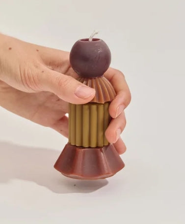 Poppy & Sage Sculptural Beeswax Stacking Candle | Small Poppy Red
