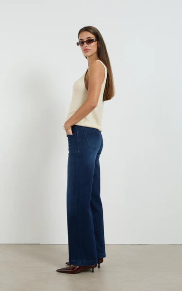 Dricoper Sherry Long Wide Straight Leg Jean | Pacific Blue