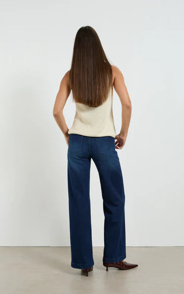 Dricoper Sherry Long Wide Straight Leg Jean | Pacific Blue