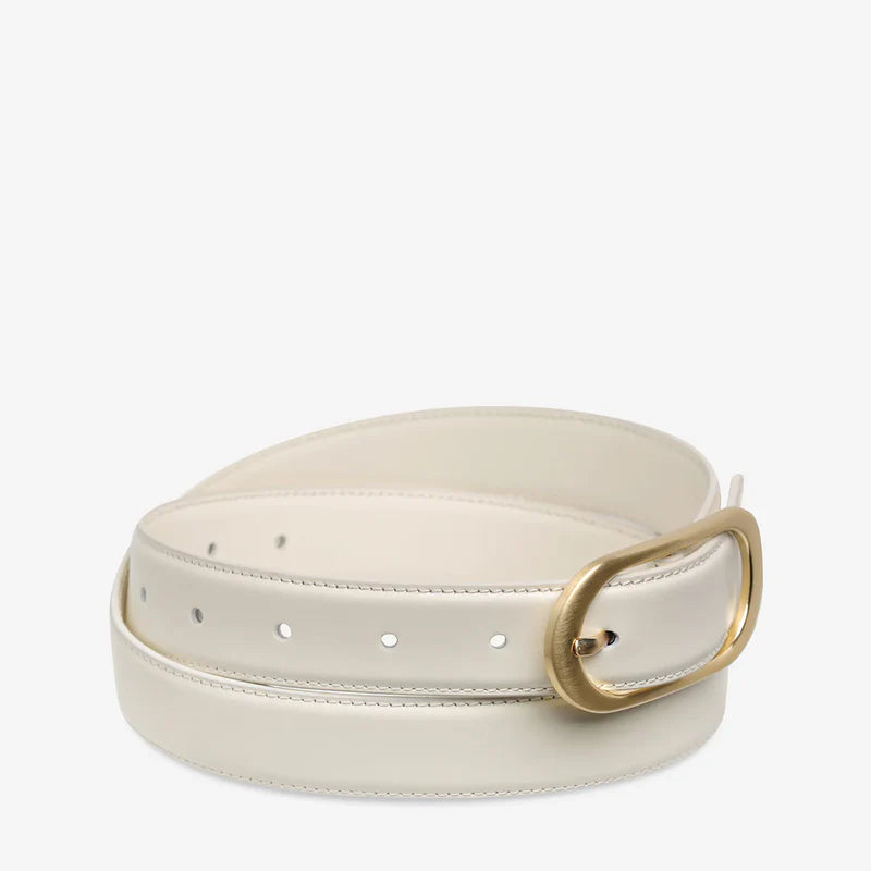 Status Anxiety Final Loop Belt | Ivory Nappa Gold