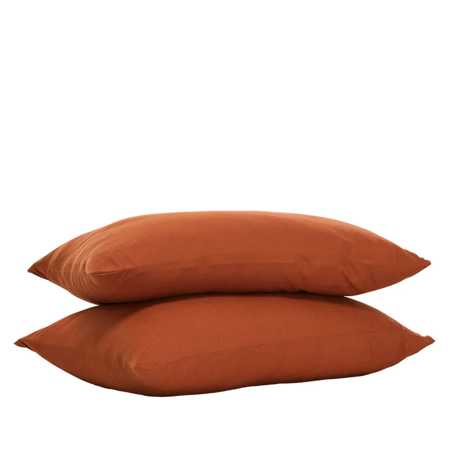 George Street Linen Bamboo Linen Pillowcase Set - Clay