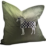 Rembrandt Horse Embroidery Cushion | Green Velvet