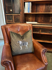 Rembrandt Horse Embroidery Cushion | Green Velvet