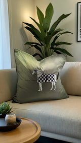 Rembrandt Horse Embroidery Cushion | Green Velvet