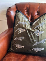 Rembrandt Cushion Leopard Print | Green Velvet
