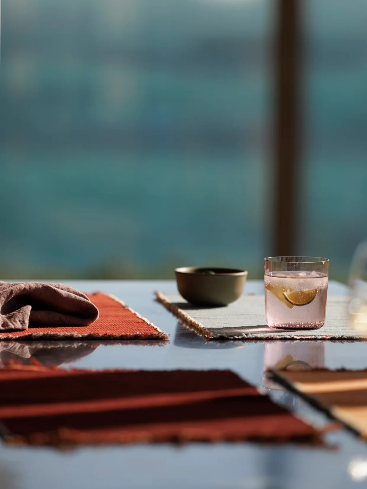 Citta Albers Striped Placemat | Cherry Powder Blue