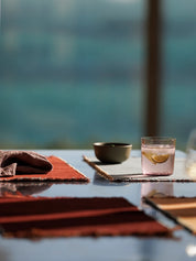 Citta Albers Striped Placemat | Cherry Powder Blue