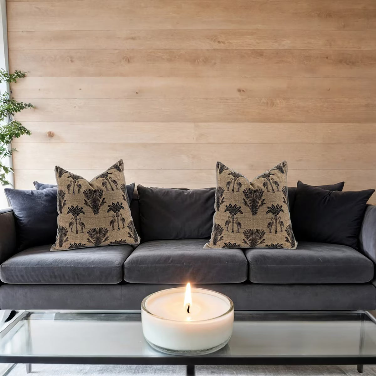 Rembrandt Snugg & Co Cushion Cover Palmtree Flamingo | Gold Black