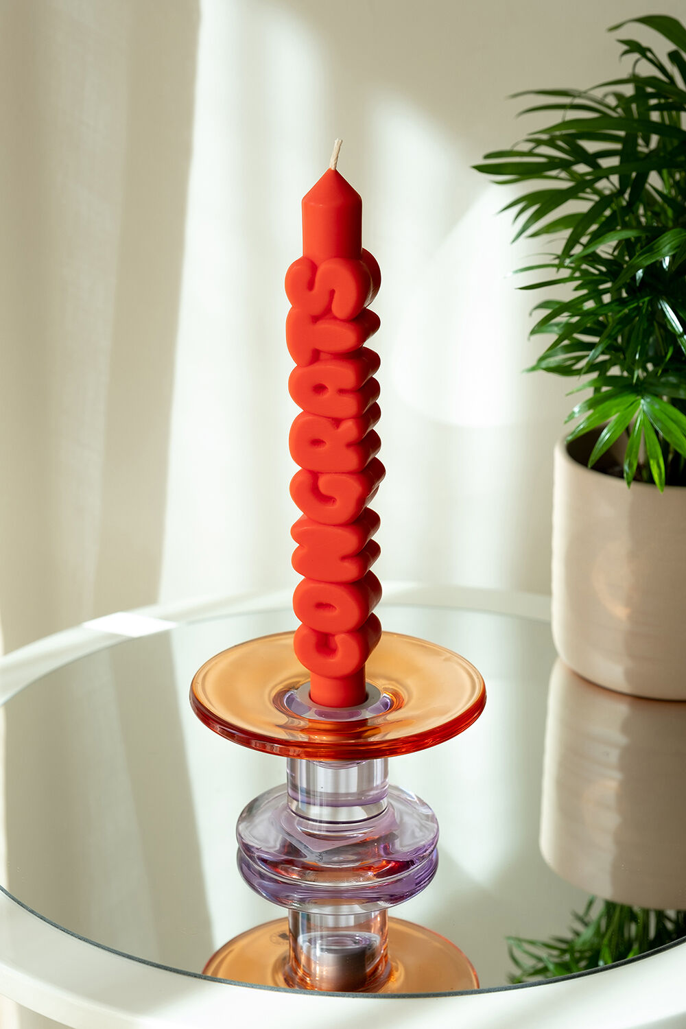 Congrats 3D Taper Candle | Orange