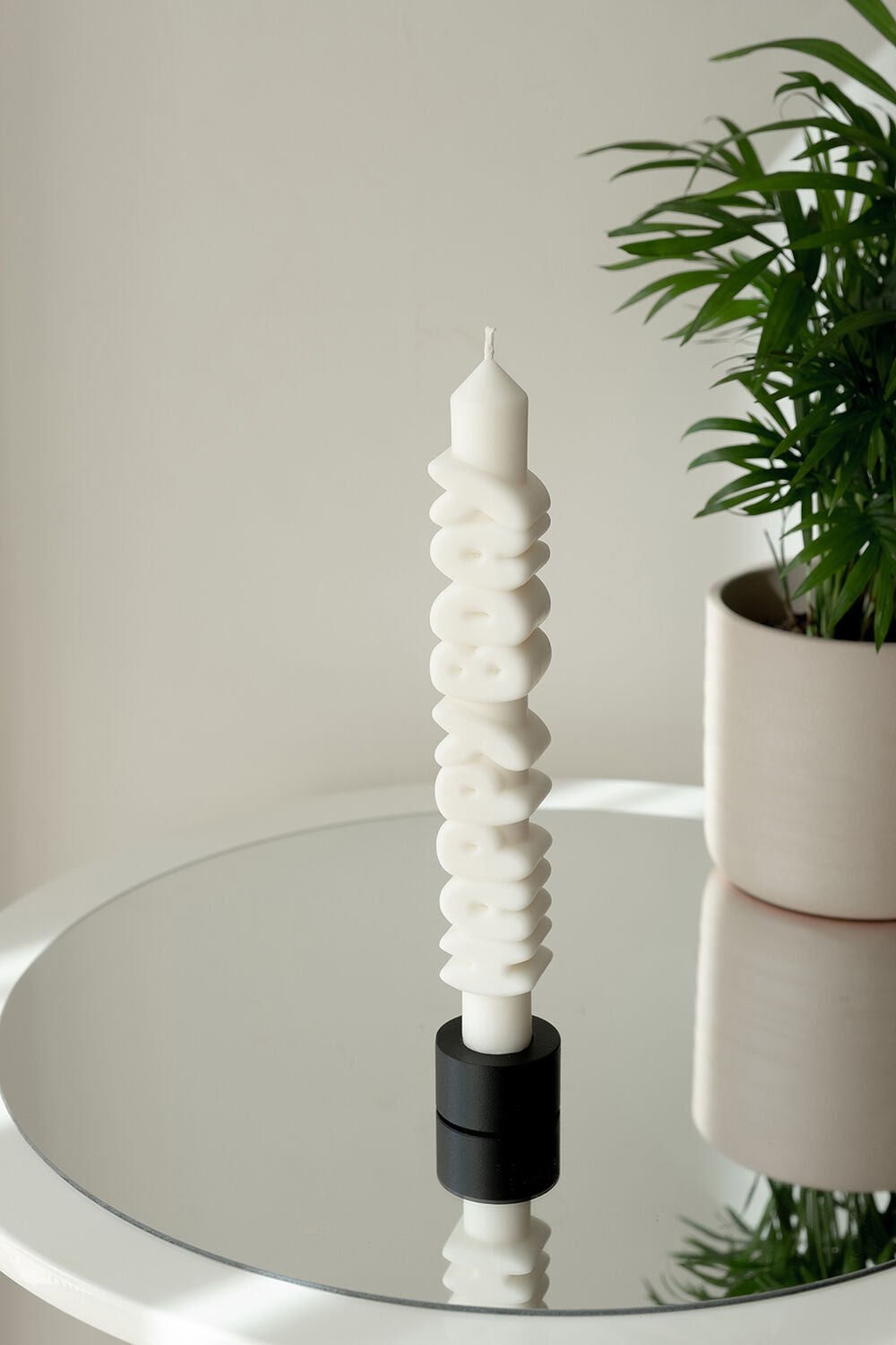 Happy Bday 3D Taper Candle | White